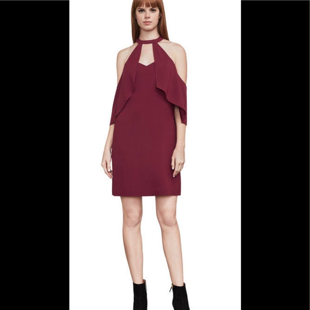 BCBGMAXAZRIA Duran Cold-Shoulder Halter Dress M